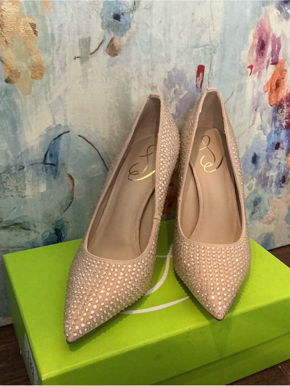 Sam Edelman Sz 8.5 Antonia Glitz Sesame Seed Pumps